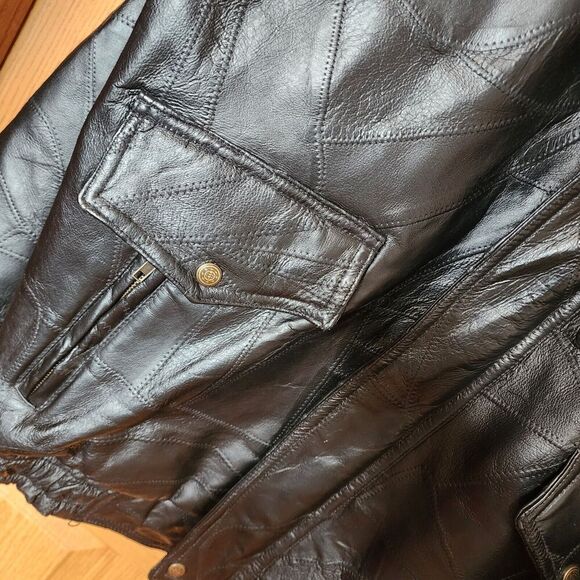 Vintage Motorcycle Leather Jacket with American Flag Patch & Eagle‎ Patch Size M - Picture 3 of 16
